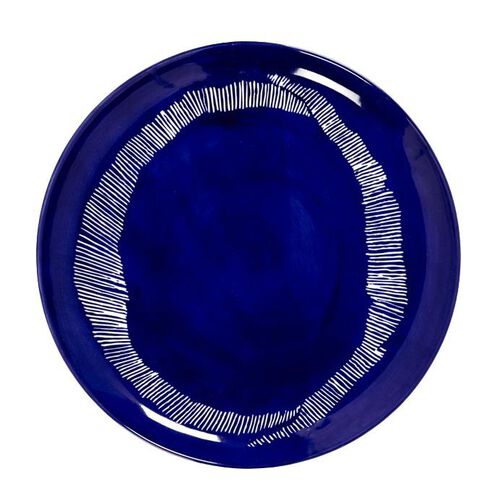 Ottolenghi Feast Plate L Lapis Lazuli Swirl Stripes White Set Of 2
